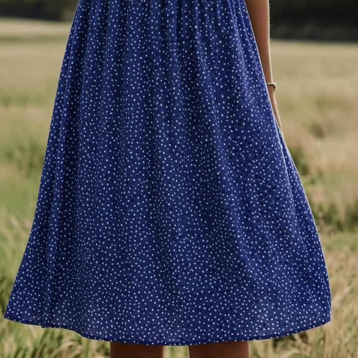 ROSALINDA | POLKA DOT V-NECK MIDI DRESS